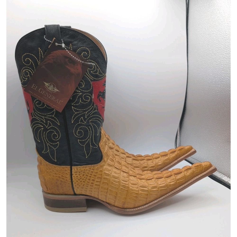El General Exotic Caiman Tail Cowboy Boots Mens 8.5 Buttercup Yellow J Toe
